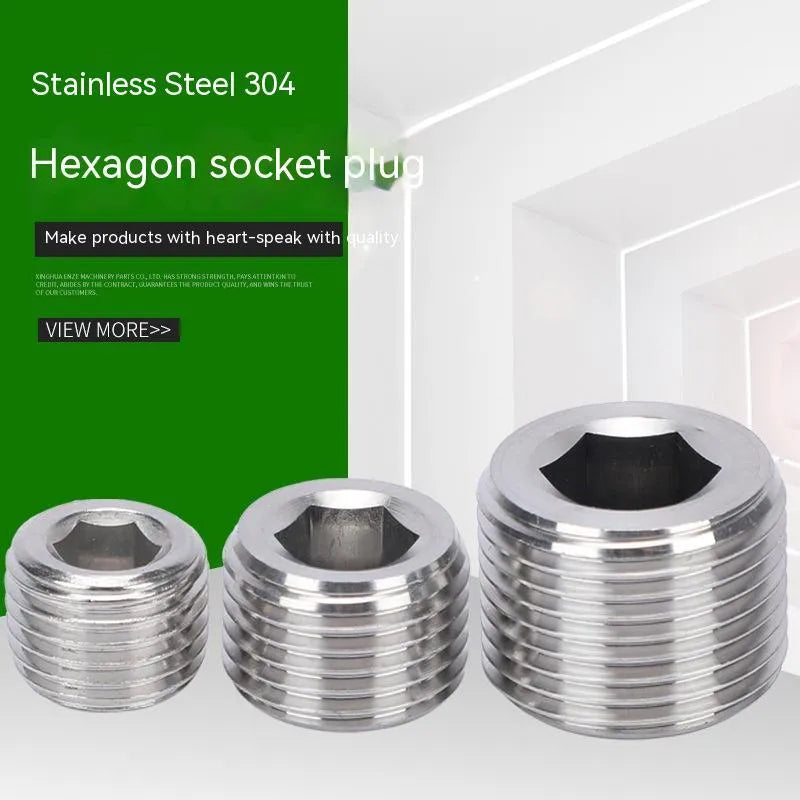 Stainless steel hexagonal bulkhead pipe plug with 3/8 inch threads