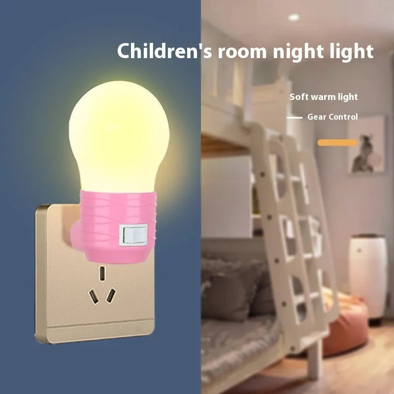 Plug-in bedside baby feeding lamp with round design in white blue or pink shell options