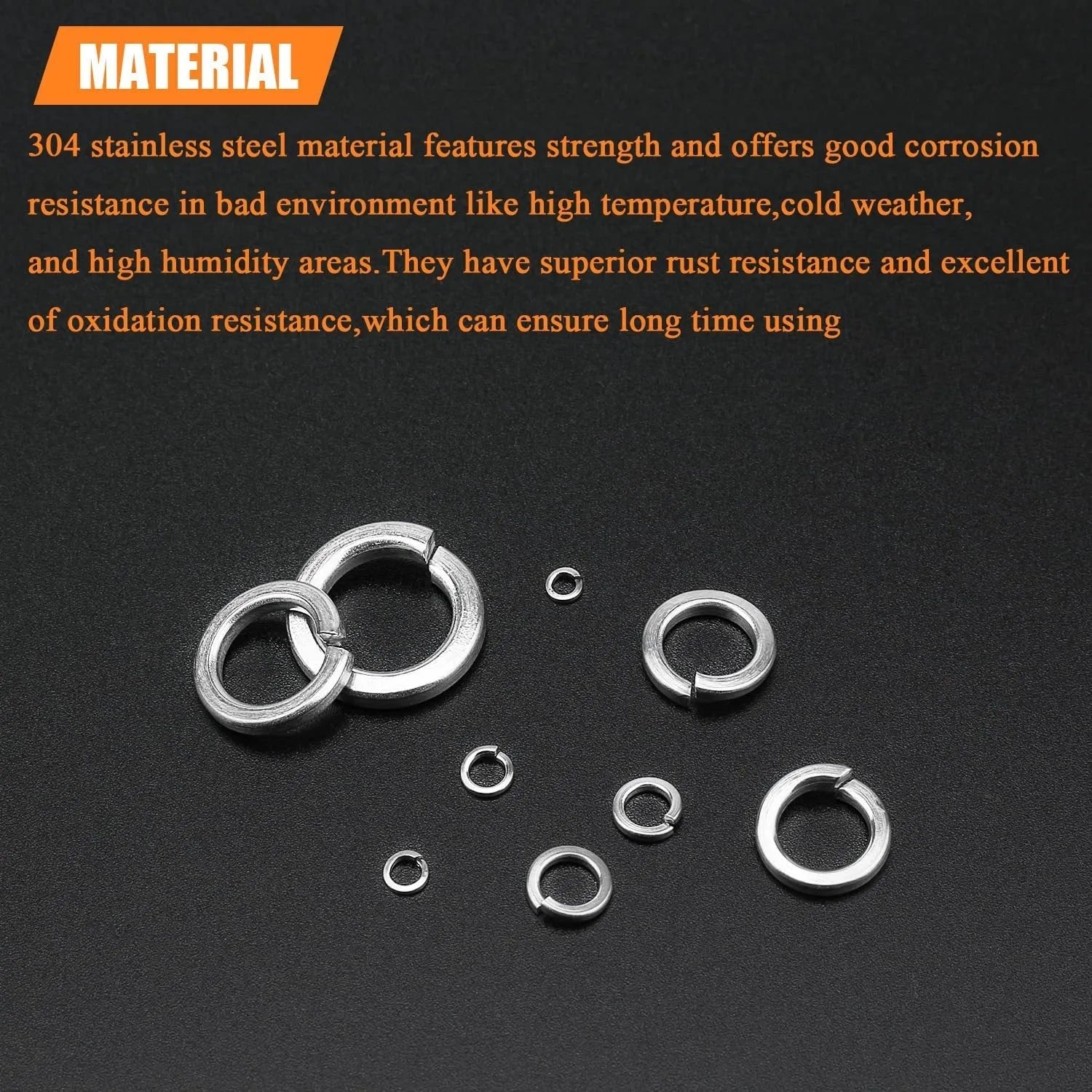304 stainless steel spring lock washer combination box containing 900 assorted pieces