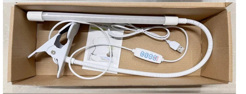 Black or white USB-powered LED desk lamp with 26cm length for student study.