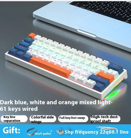 61-key compact mechanical keyboard with hot-swappable sockets and multiple switch options