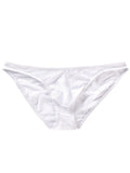 Men's black low waist triangle cut nylon briefs with quick-drying properties