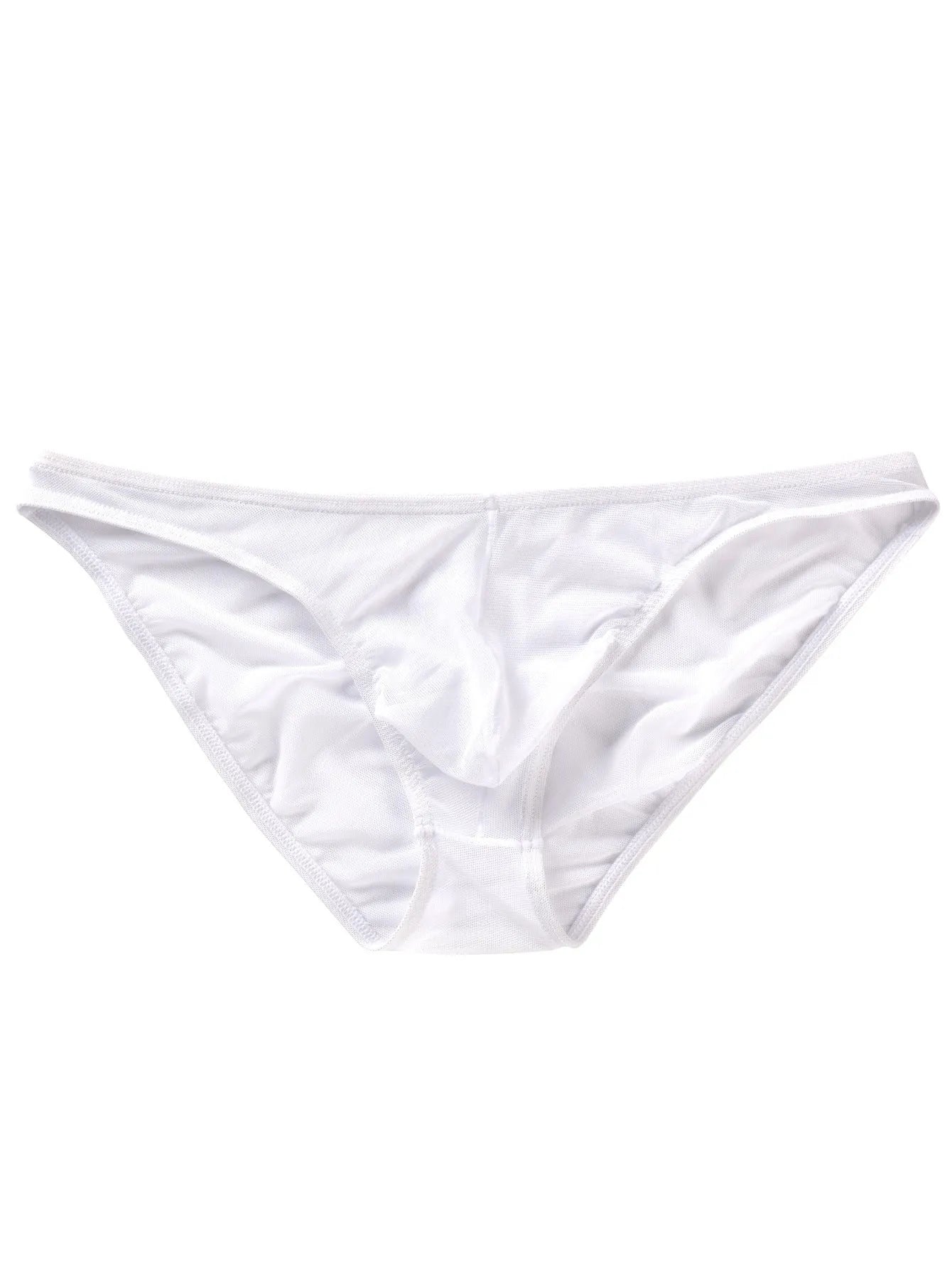Men's black low waist triangle cut nylon briefs with quick-drying properties