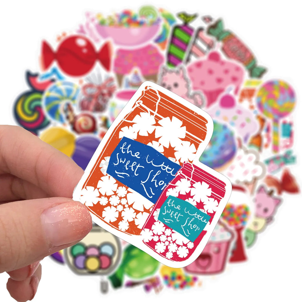 Candy series colourful graffiti and cartoon stickers pack of 50 sheets for DIY decoration