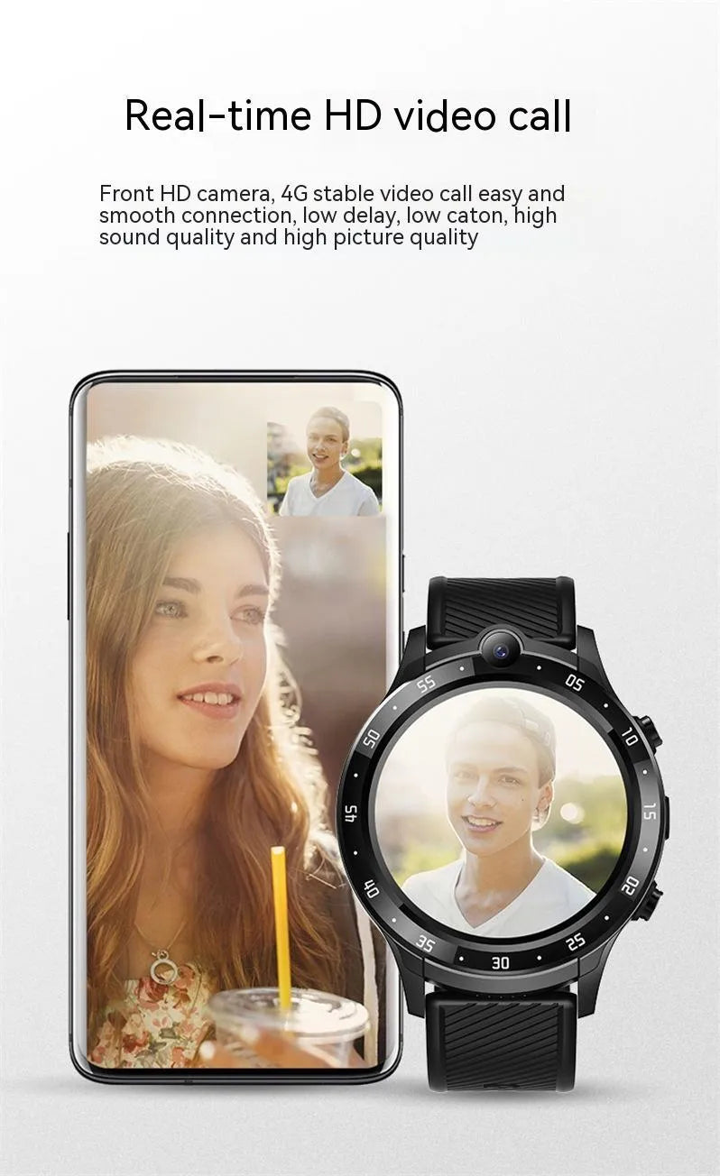 Black Smart Watch Watch3 with touch screen, Bluetooth calling, 600 mAh battery, and charging cable.
