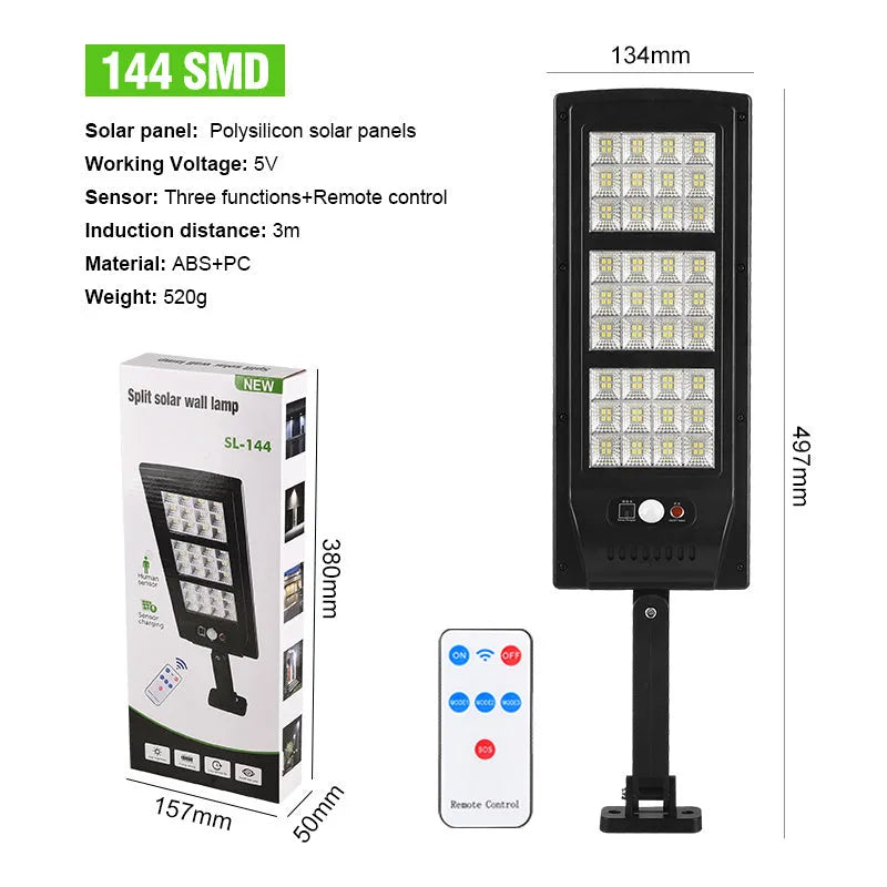 Remote controlled solar street light with LED illumination for home wall lighting