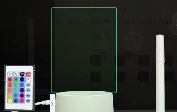3D acrylic message board with LED lights showing handwritten message on illuminated surface