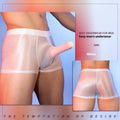 Men's seamless nylon boxer shorts in red with elephant pattern, showing mid-waist design and hip-lifting fit