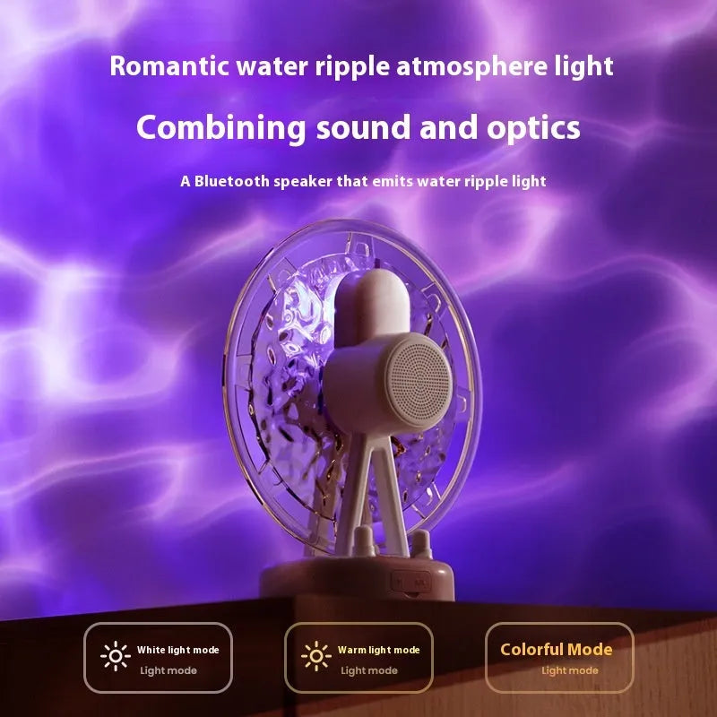 White or pink Ferris wheel water ripple design Bluetooth speaker atmosphere light with coloured LEDs.