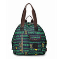 Women's large nylon outdoor backpack with sandwich pocket in black, green letters, or khaki