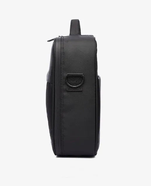 Black Oxford fabric mens messenger shoulder bag showing front view
