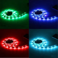 One-metre long flexible USB LED light strip showing multiple colour options including blue and white.