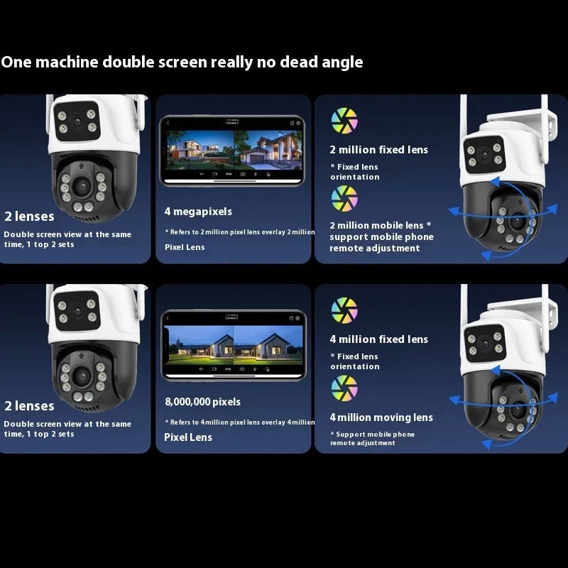 Outdoor wireless dual screen monitor with binocular camera for surveillance applications