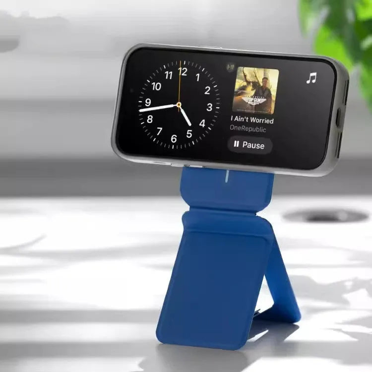 Magnetic phone holder case in four colour options showing dimensions 96.5mm x 63.5mm x 6.9mm