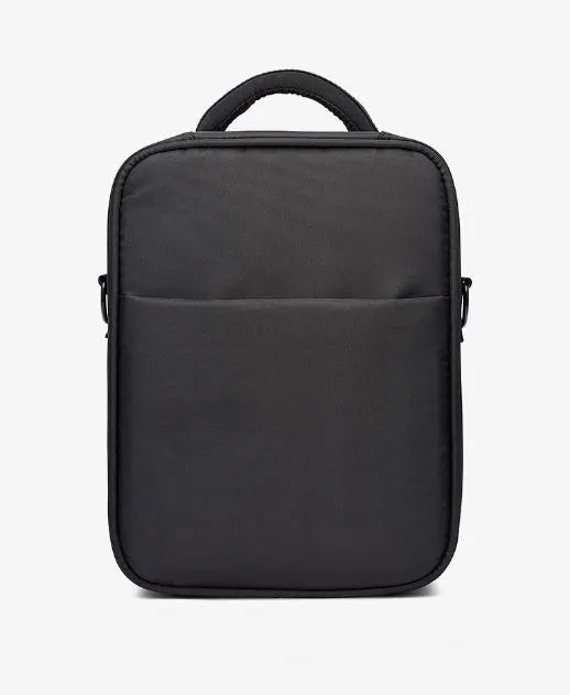 Black Oxford fabric mens messenger shoulder bag showing front view