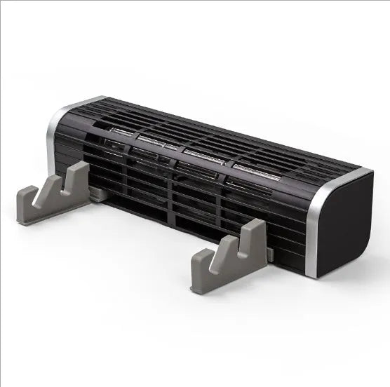 Black aluminium notebook cooler with dual USB fans for laptop cooling