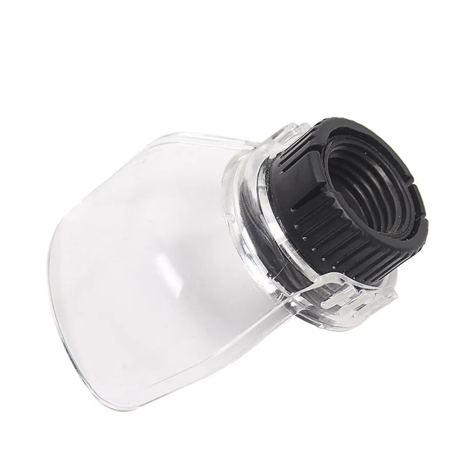 Transparent Delta face shield protective cover with 17.5-19mm thread port for grinding and splash protection.