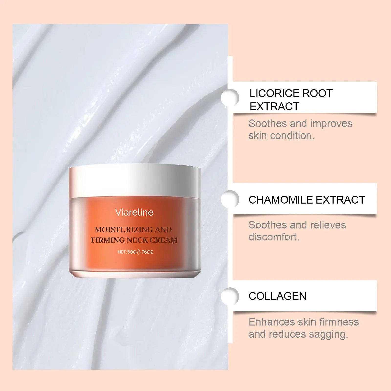 50g neck moisturising cream in compact packaging for contour skin care