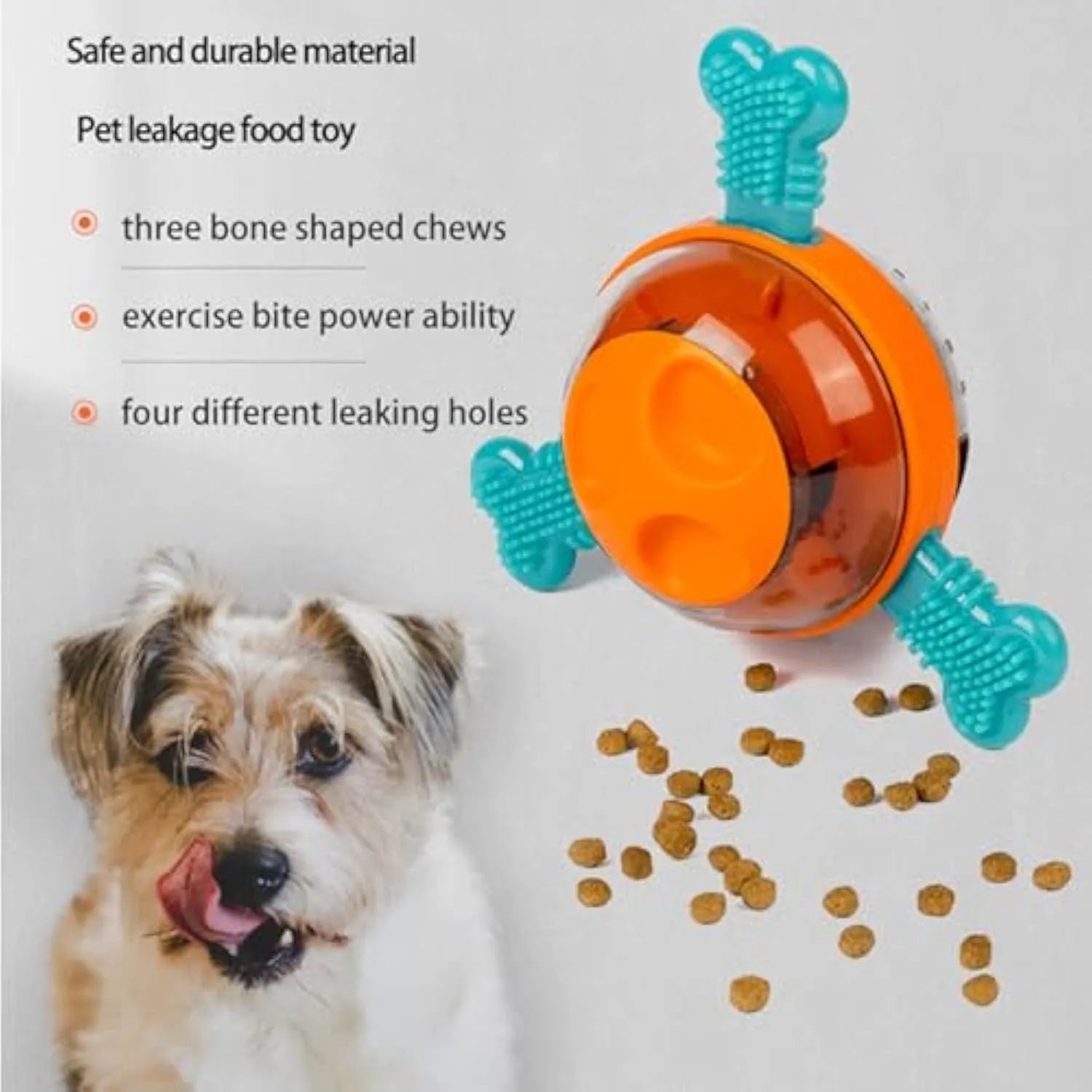 Interactive dog toy and slow feeder with rubber bones for small and medium dogs