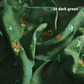Pure ramie fabric for hanfu in beige, grass green, and dark green colours, showing texture.