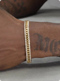 Gold-coloured titanium steel tennis bracelet with stone inlay for men and women
