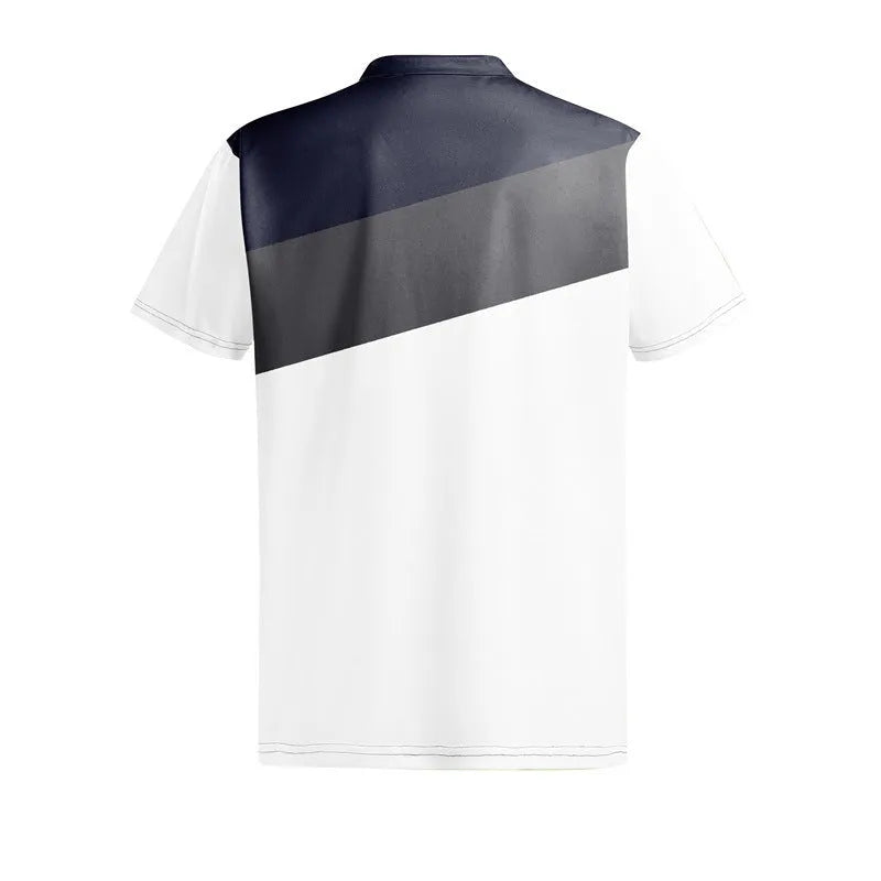 Men's 3D digital printed short sleeve T-shirt in pearl cotton fabric showing colour patterns