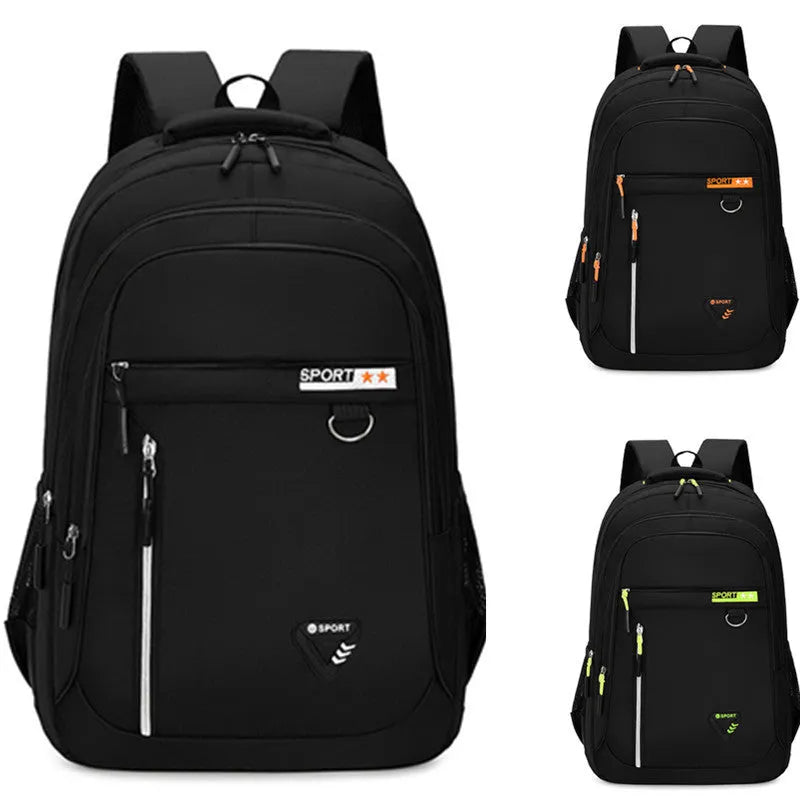 Men's Oxford cloth schoolbag in black with large capacity and air pillow belt burden reduction system