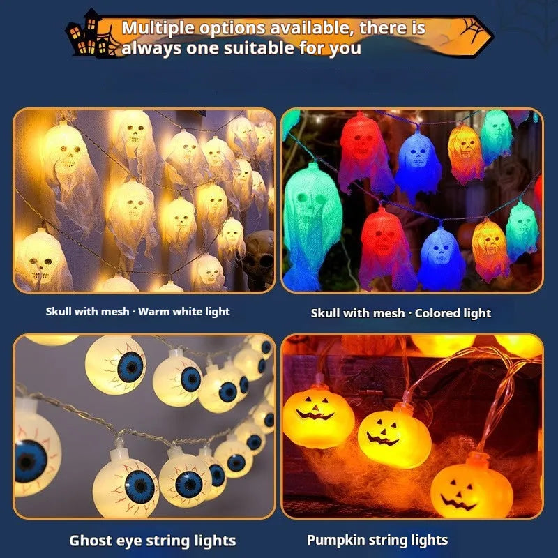 Halloween coloured LED light string with battery box for indoor wall decoration