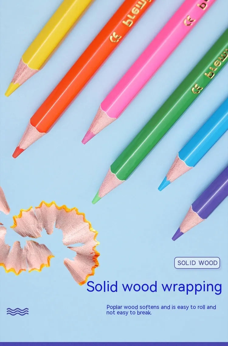 Wooden coloured pencil student studio set with double-head colour lead brush design