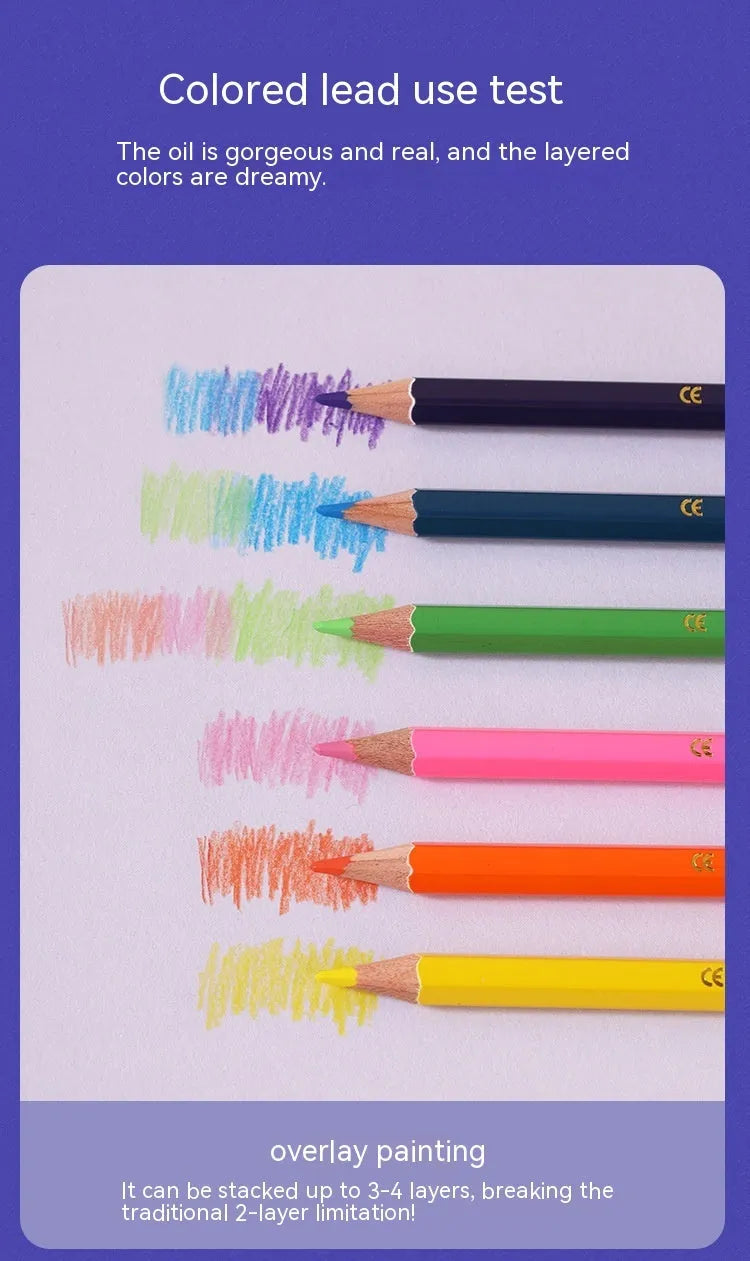 Wooden coloured pencil student studio set with double-head colour lead brush design