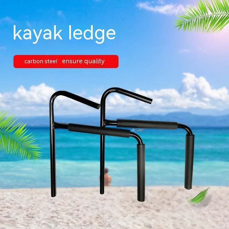 Carbon steel kayak and surfboard wall storage rack mounted on a wall