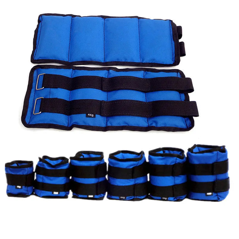 A pair of Oxford cloth legging sandbags for track and field running weight training.