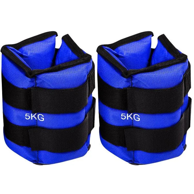 A pair of Oxford cloth legging sandbags for track and field running weight training.