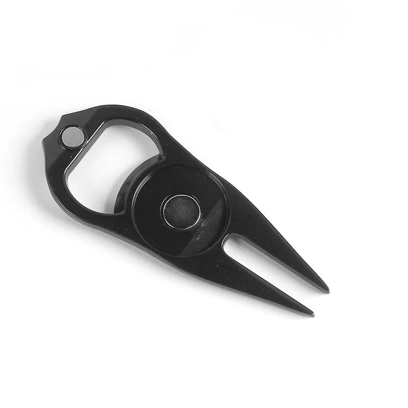 Black green silver zinc alloy golf ball yoke bottle opener tool with ball marking and opening functions