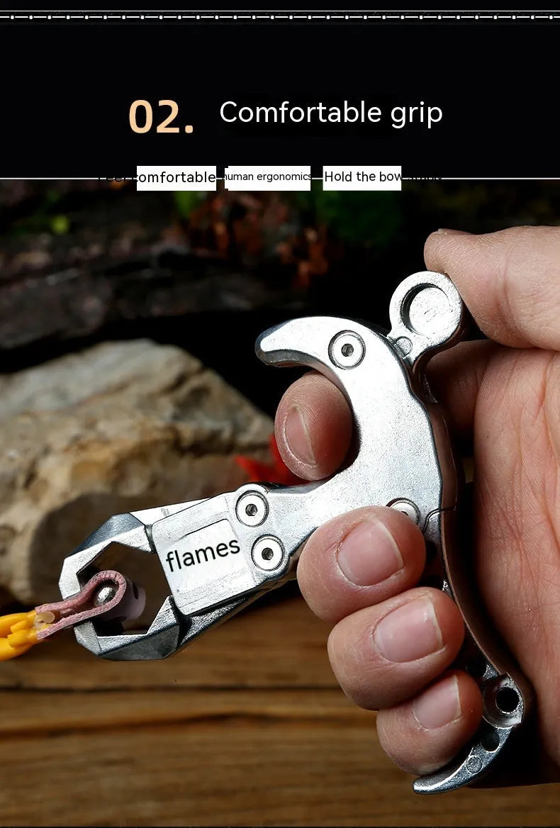Zinc alloy archery release aid with two-axis adjustment and harpoon clip