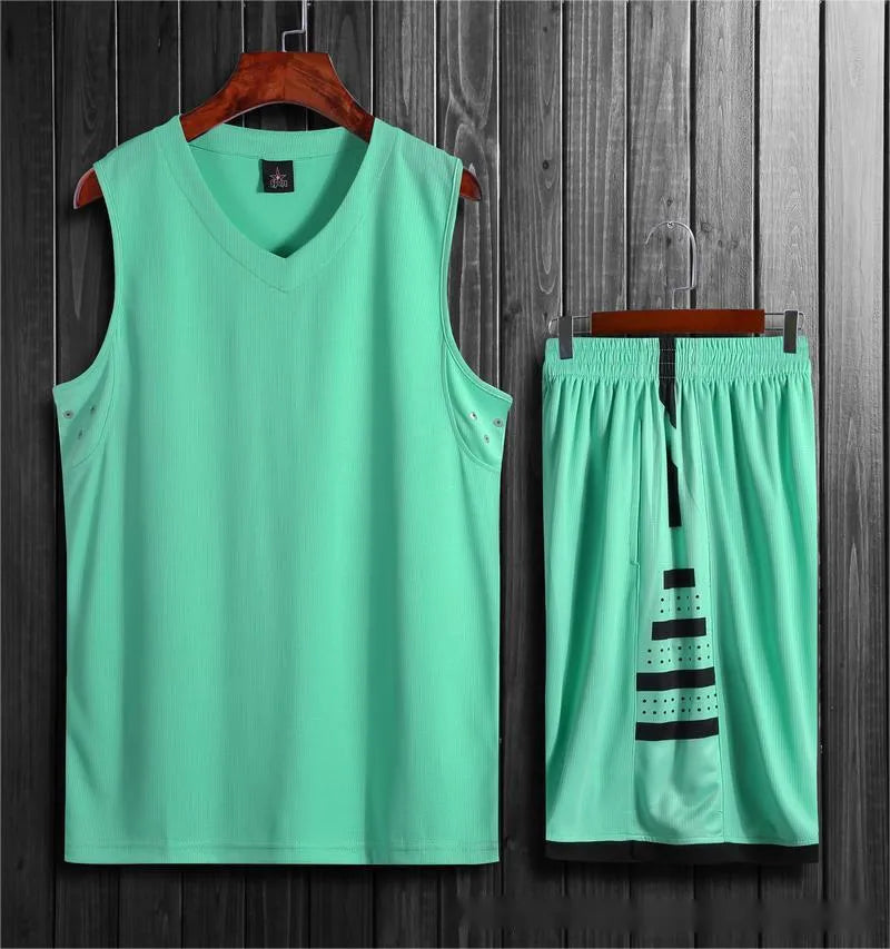 White polyester sports vest and pants set for campus competitions and fitness training