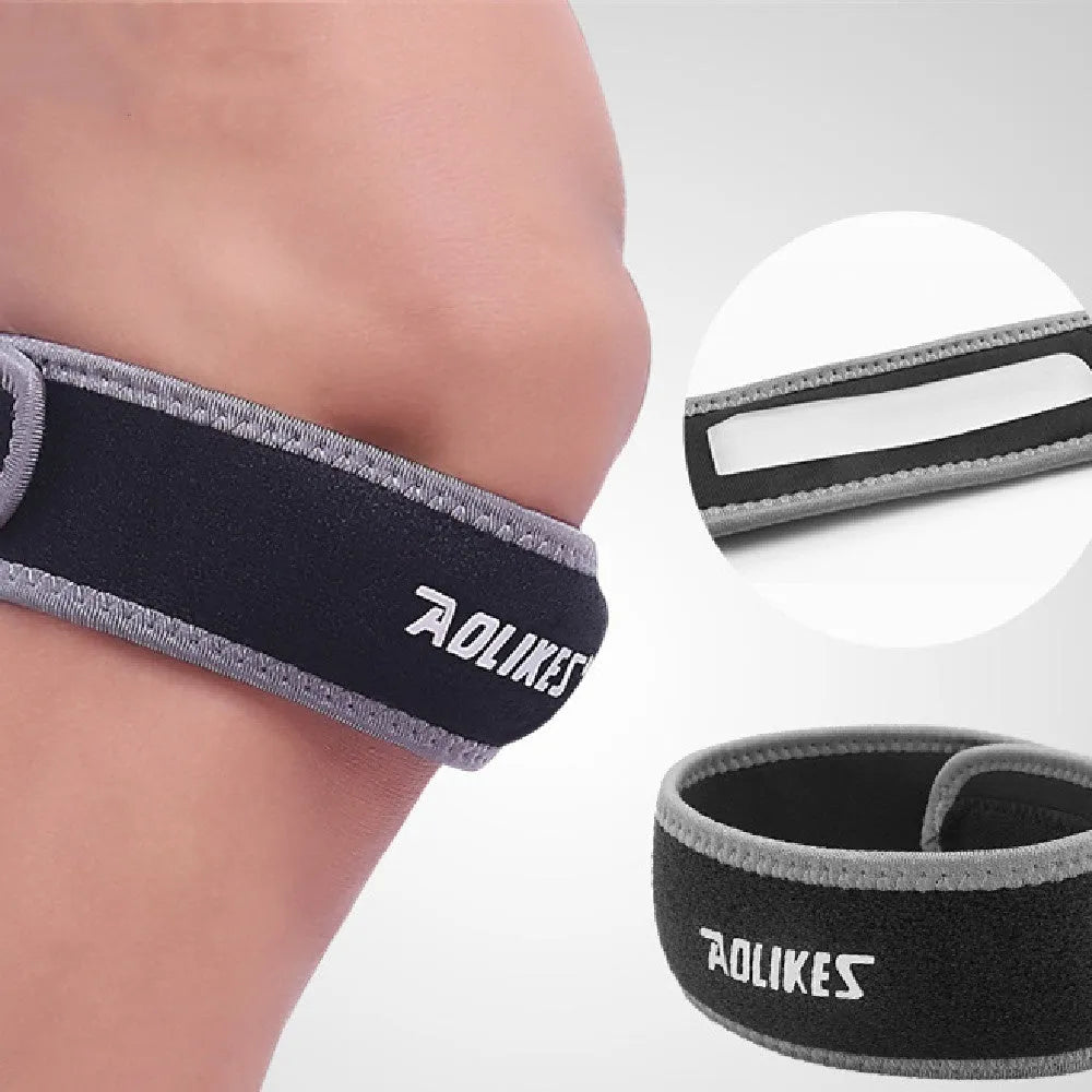 Adult black and grey patella retinaculum knee support for running and sports