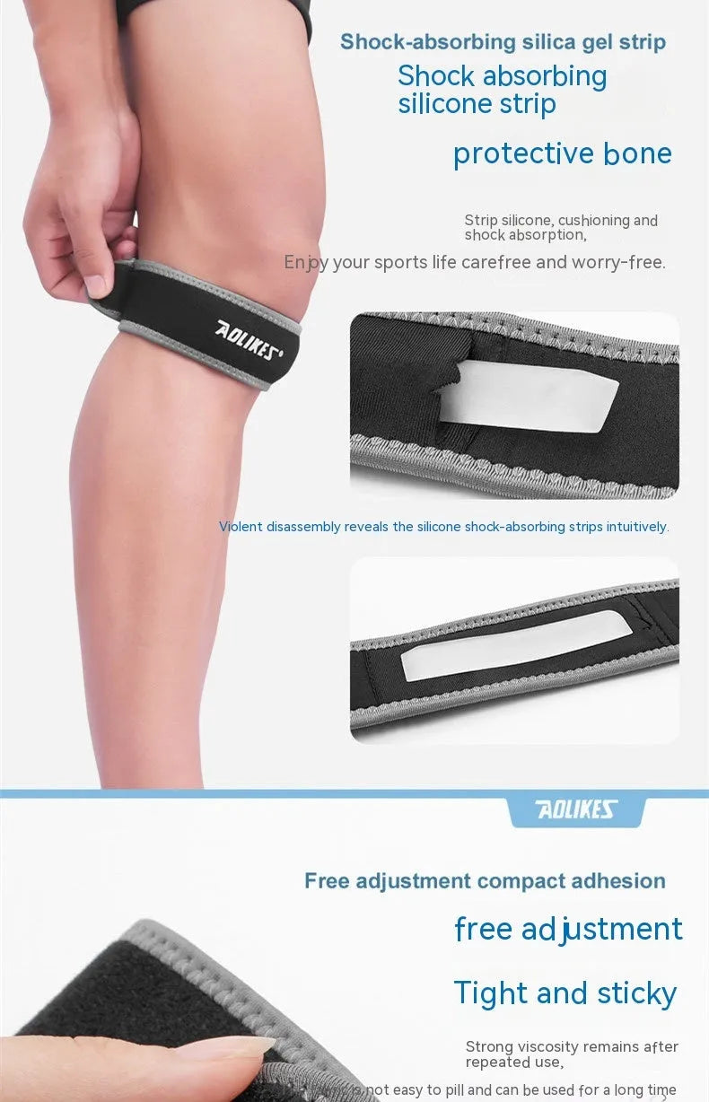 Adult black and grey patella retinaculum knee support for running and sports