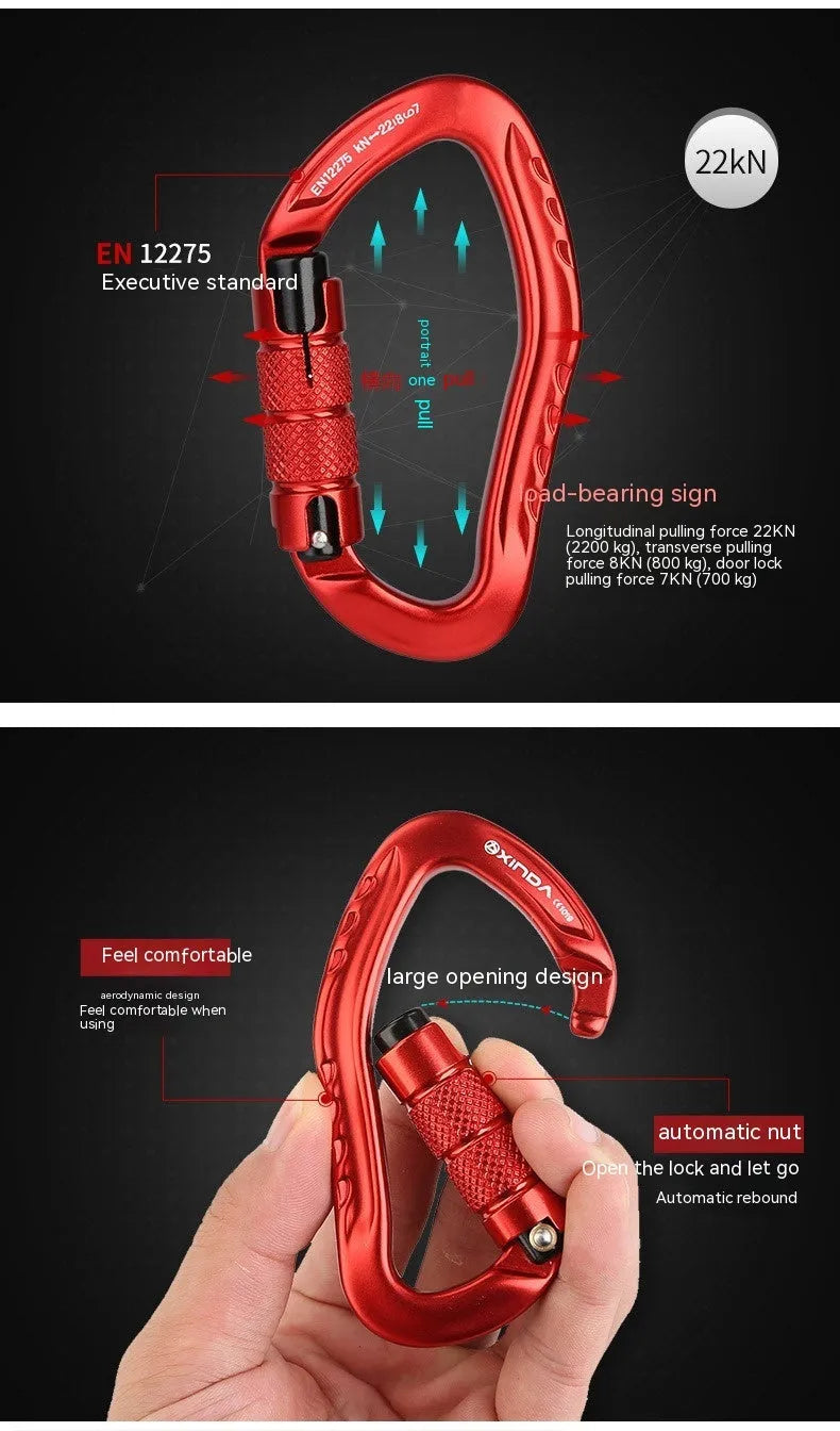 Automatic master lock climbing carabiner for rock climbing in five colour options