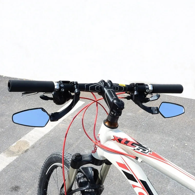 Black bicycle rearview mirror with acrylic PMMA construction measuring 210mm by 102.5mm