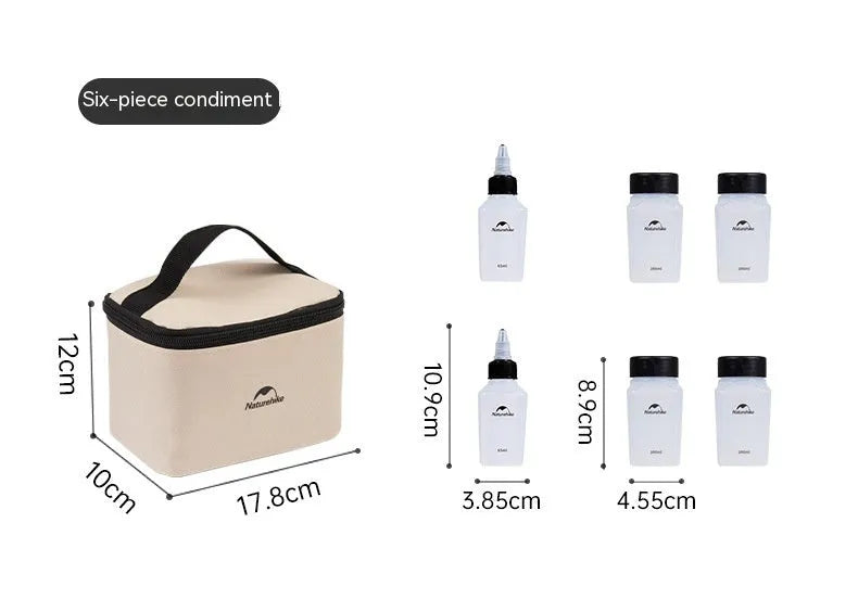 Naturehike portable six-piece plastic seasoning bottle set for outdoor cooking