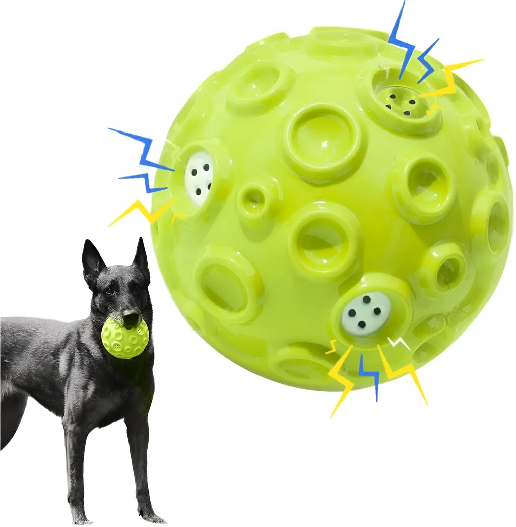Colourful natural rubber dog toy ball with textured surface for aggressive chewers and teeth cleaning