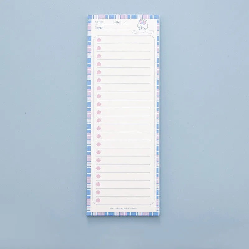 A5 spiral-bound notepad with cartoon bunny cover, showing plastic binding and 90x248mm size.