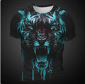 Men's 3D tiger pattern short sleeve T-shirt in thin polyester fabric