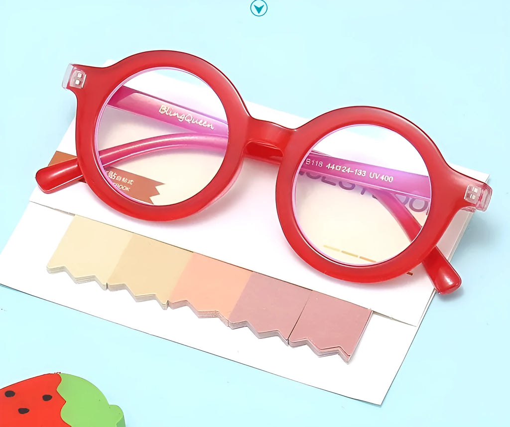 Retro round plastic frame glasses in six colour options with UV400 protection lenses
