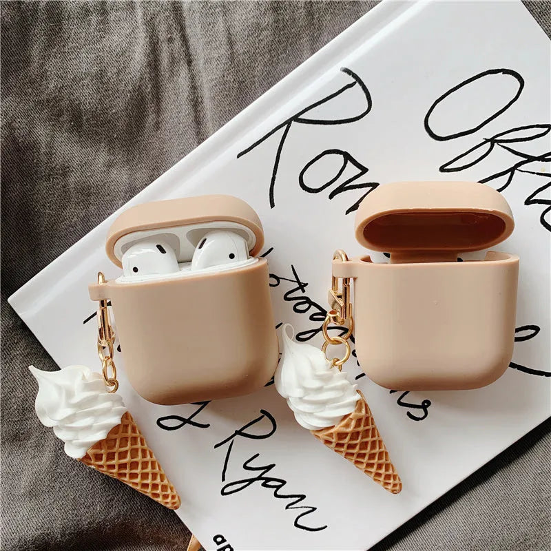 Transparent cylinder ice cream style silicone case for AirPods 2 wireless earbuds