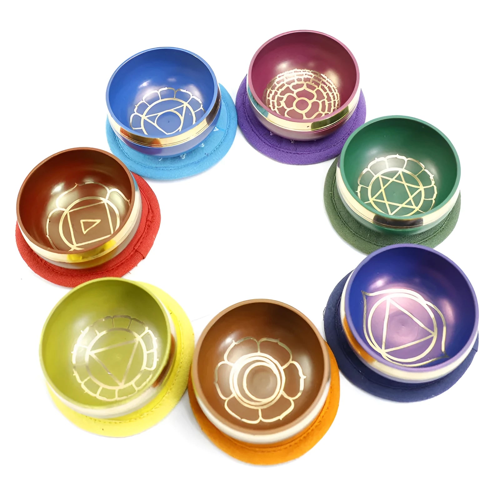 Handmade colourful Himalaya singing bowl percussion instrument, 7.8cm, for yoga and meditation.