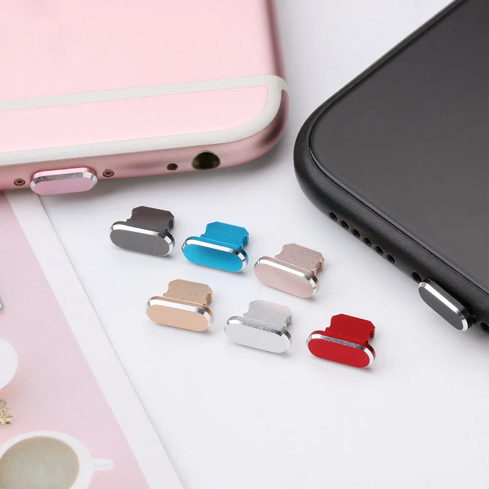 Aluminium alloy dust plug for iPhone charging port in multiple colour options.