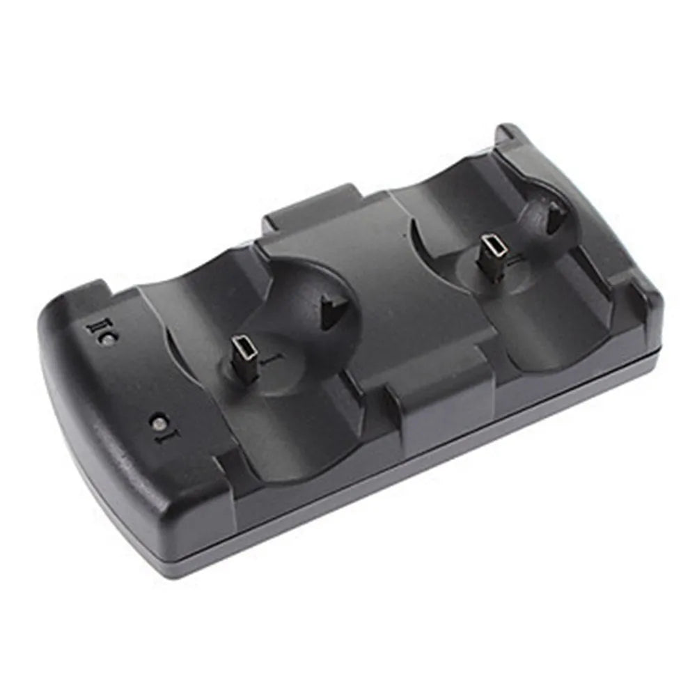 Black PS3 dual controller charging dock with USB cable for wireless Sixaxis and Move navigation controllers