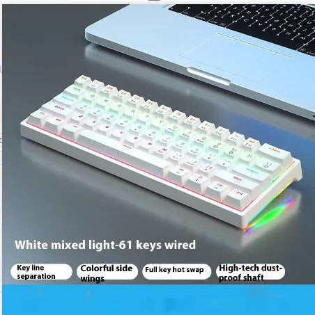61-key compact mechanical keyboard with hot-swappable sockets and multiple switch options